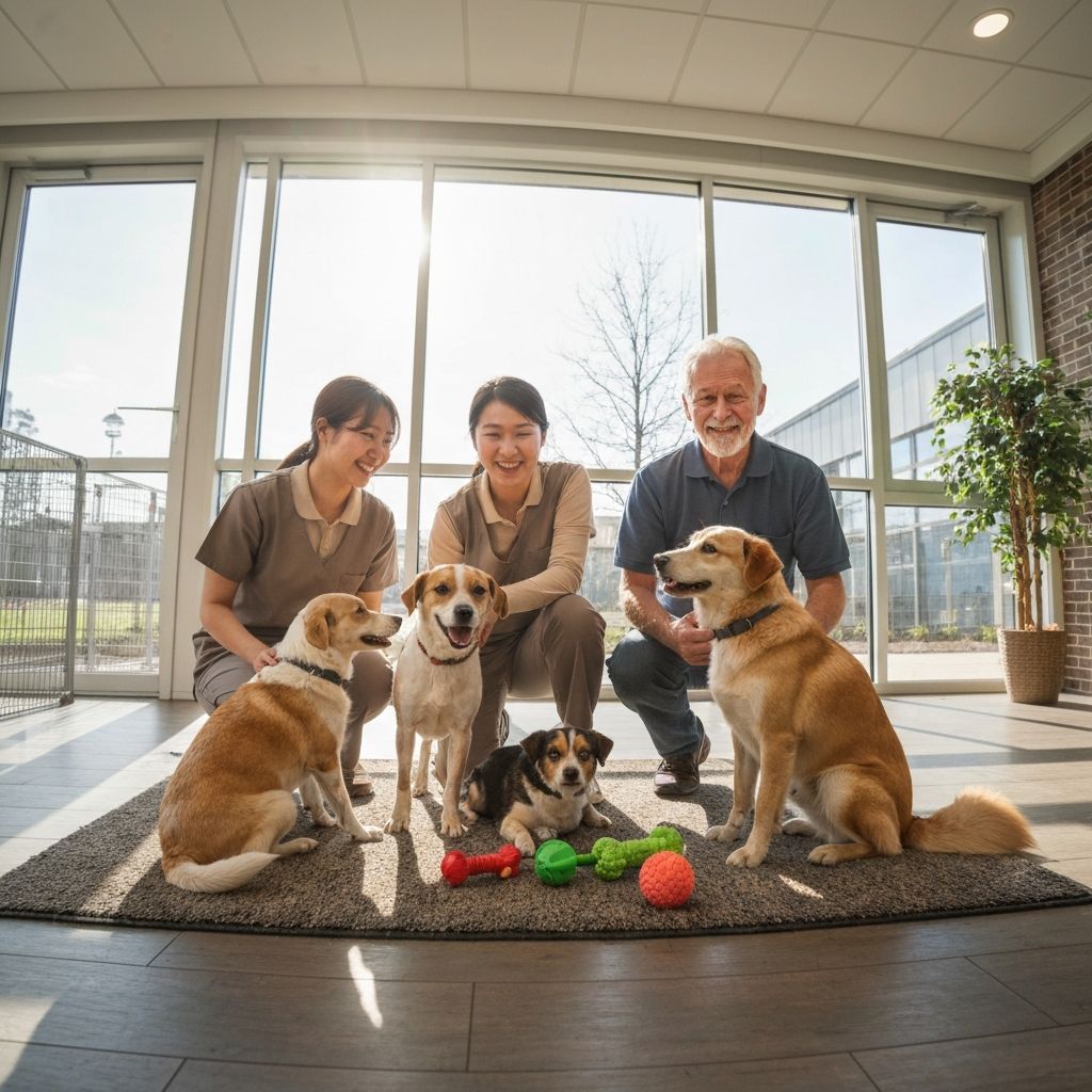 Personal del refugio dando la bienvenida