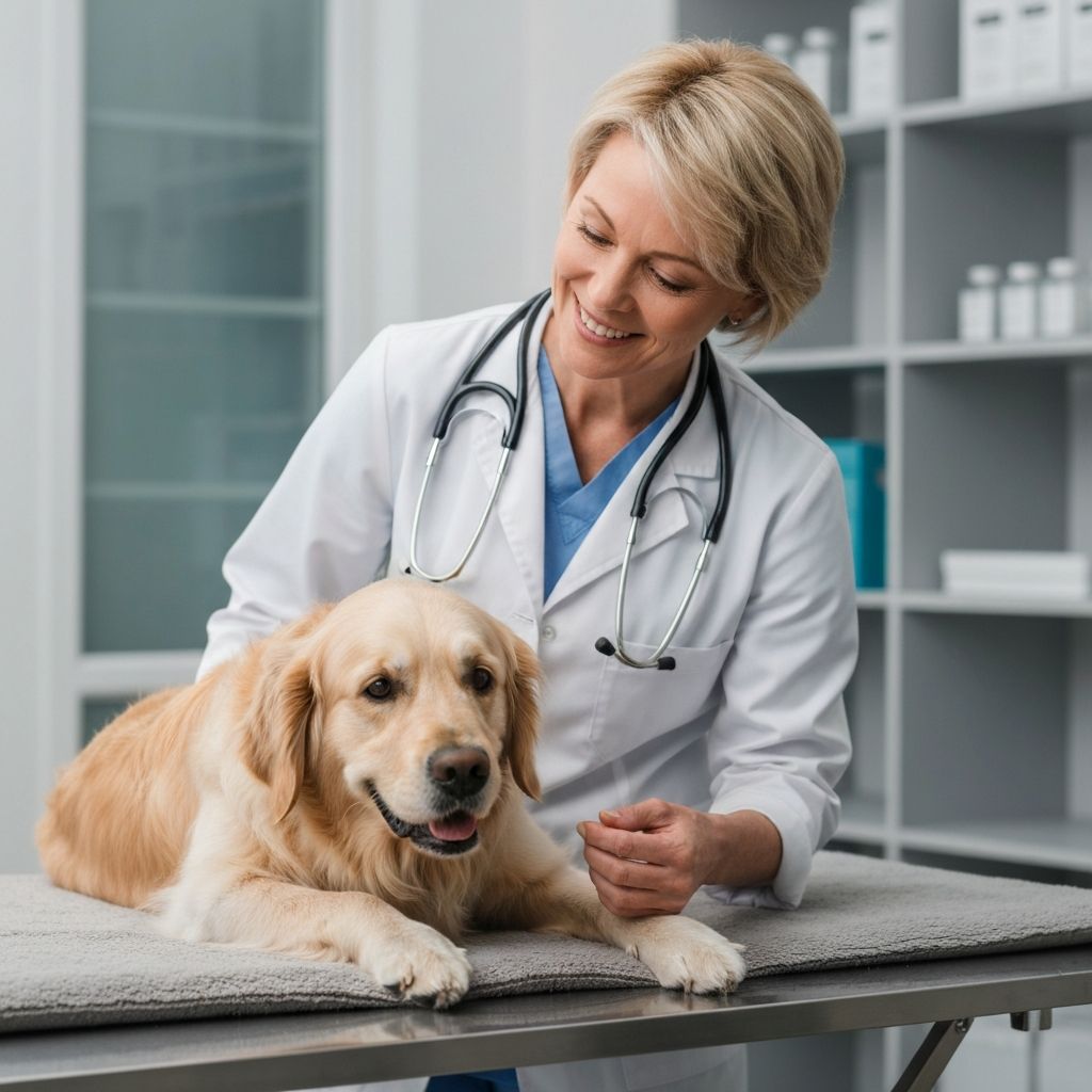 Veterinario cuidando a un perro